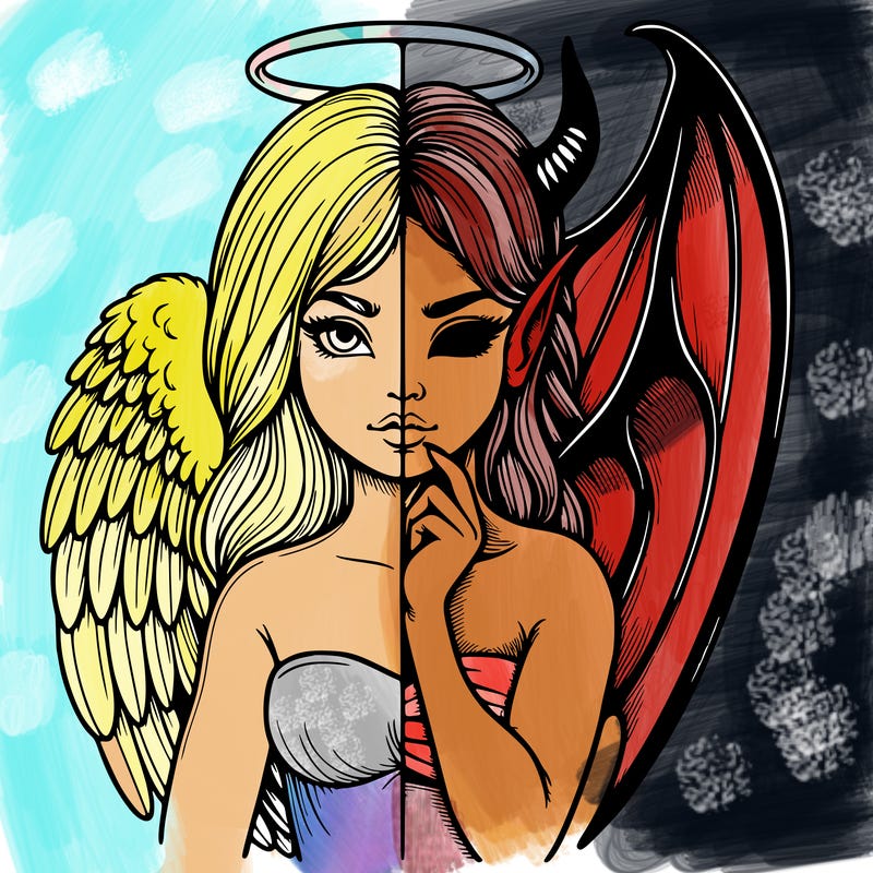 realistic angel half demon