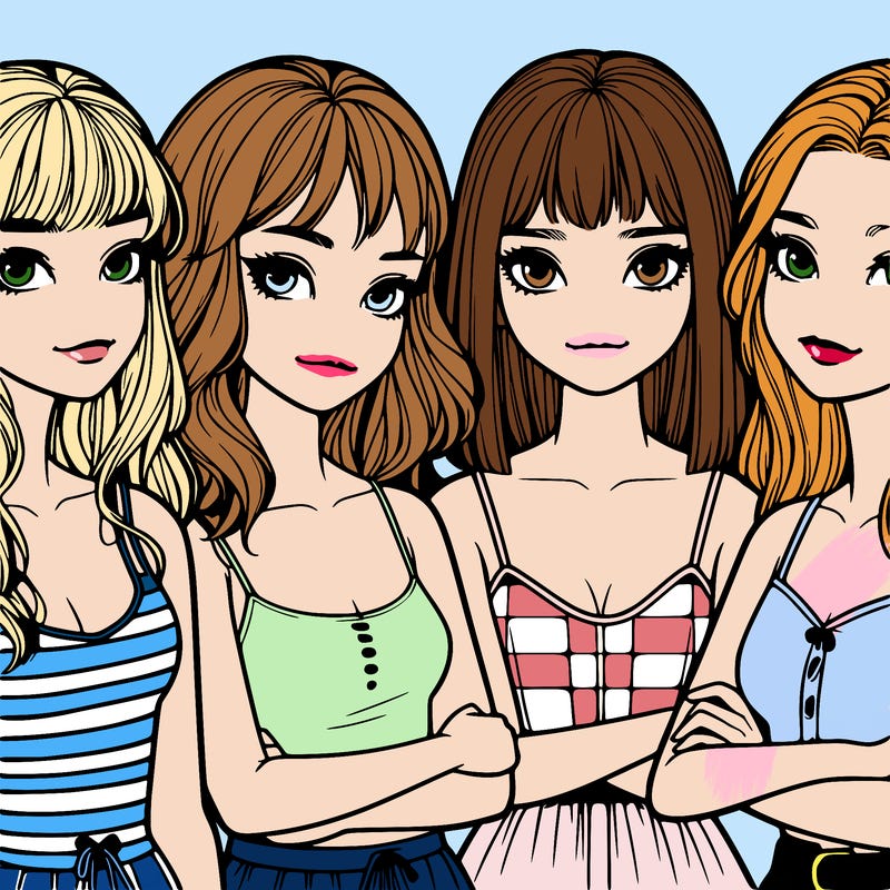 four realistic girls