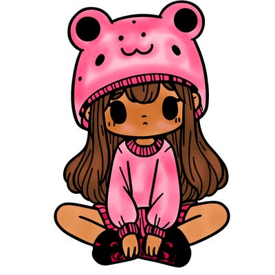 a girl wearing a frog hat and some frog socks