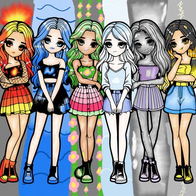 a group of girls realistic