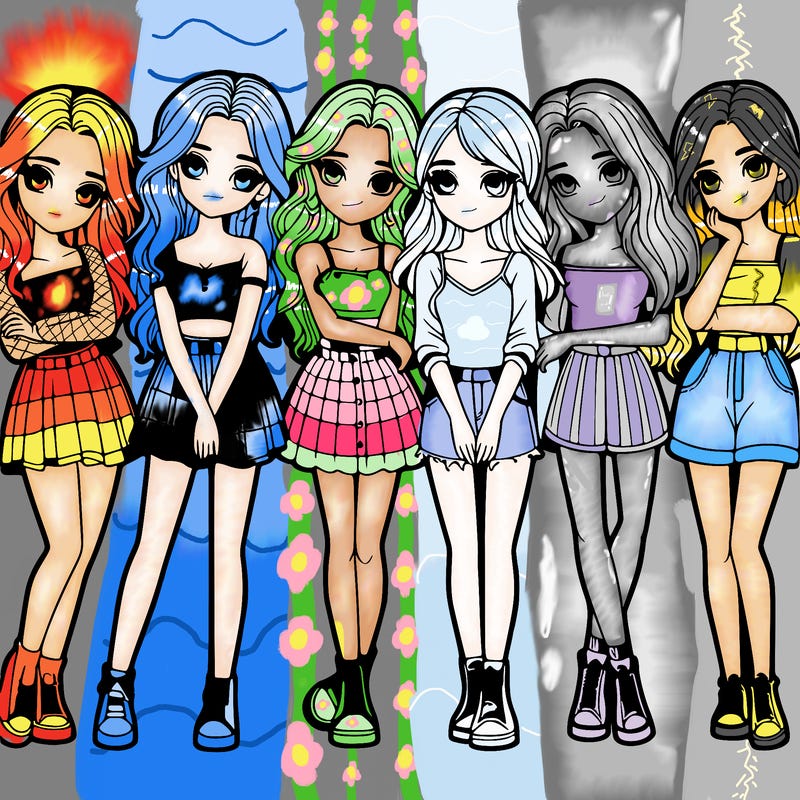 a group of girls realistic