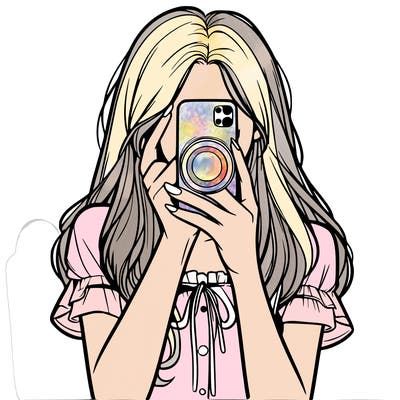 a realistic girl holding her phone taking pictures