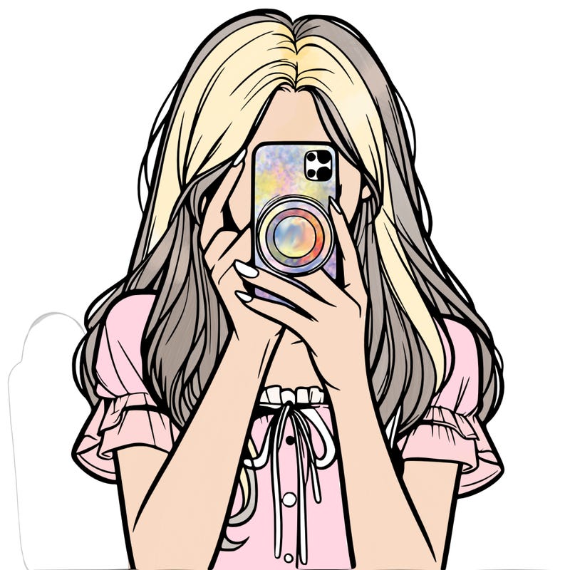 a realistic girl holding her phone taking pictures