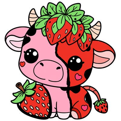 cute strawberry cow
