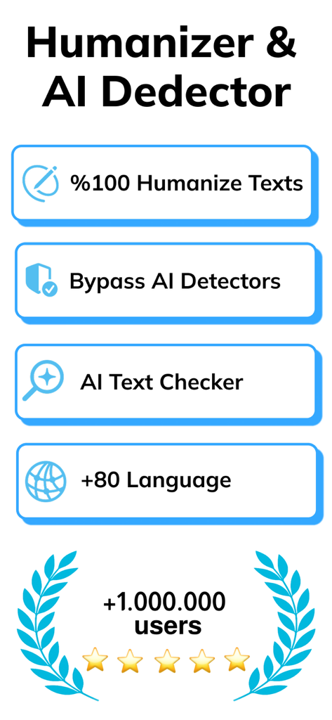 Key features of Pass AI Humanizer and Detector app including humanize texts and bypass AI detectors