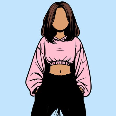 realistic girl faceless with baggy pants and a crop top