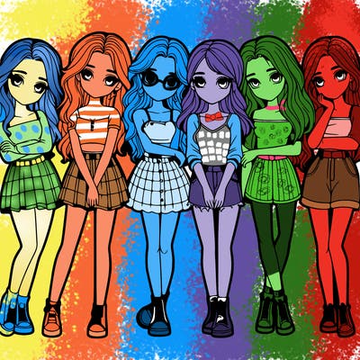 a group of girls realistic