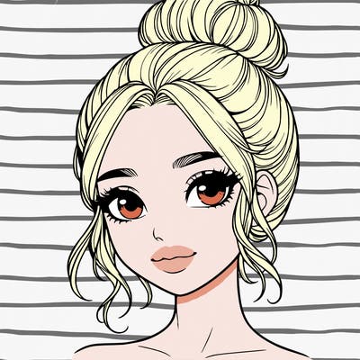 realistic pretty girl with hair in bun