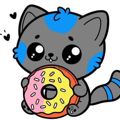 kitty eating a donut