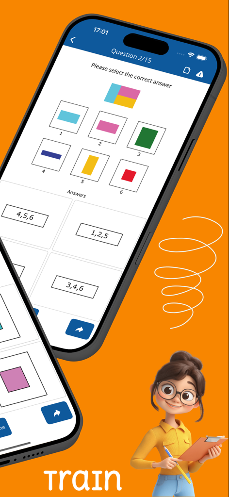 WISC-V Test Practice Pro mobile app interface showing a visual reasoning question