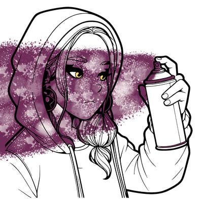 a realistic girl, spray painting