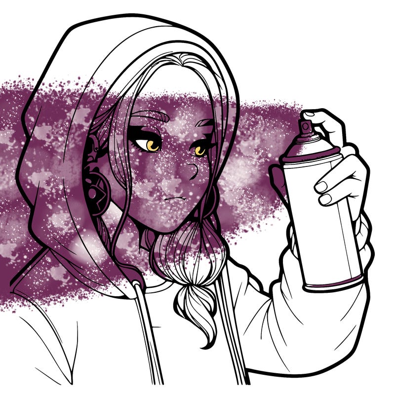 a realistic girl, spray painting
