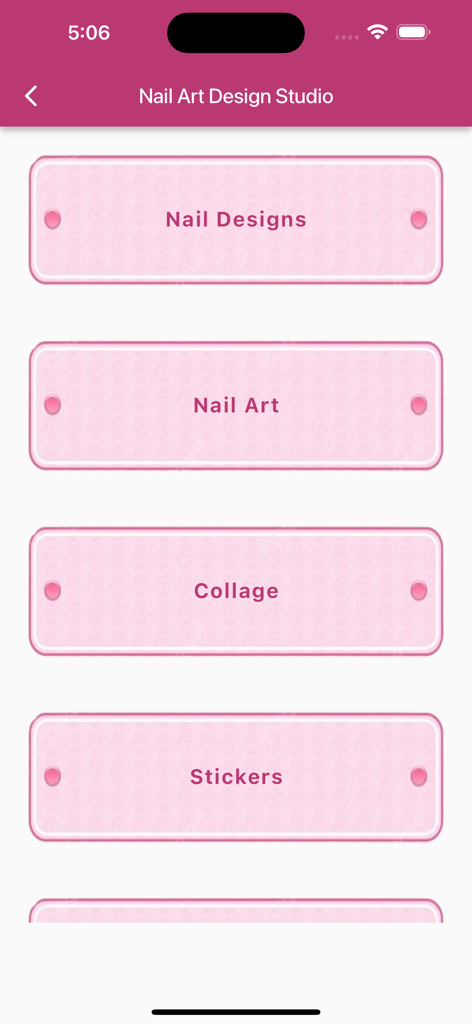 Nail Art Design Studio - Menú principal de la aplicación Nail Art Design Studio que muestra opciones para diseños de uñas, collage de arte de uñas y pegatinas