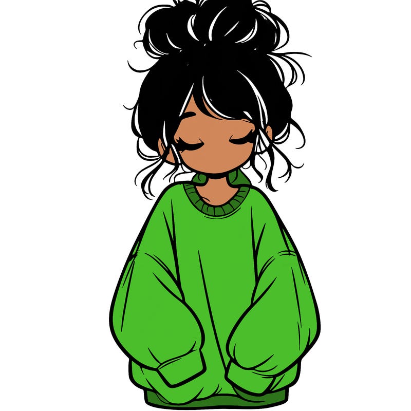 girl with baggy sweatshirt and messy bun