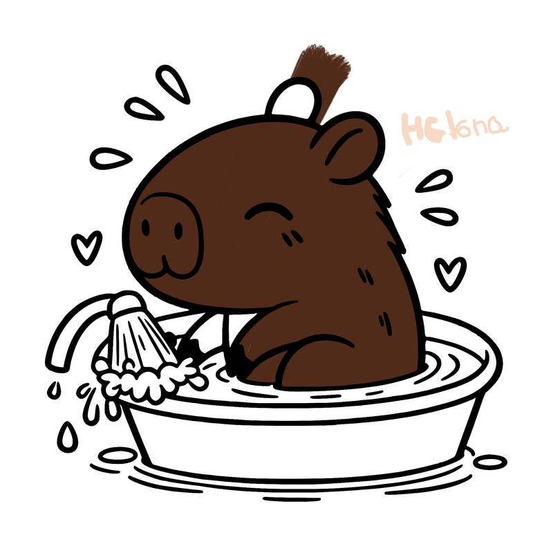 capybara taking a bath