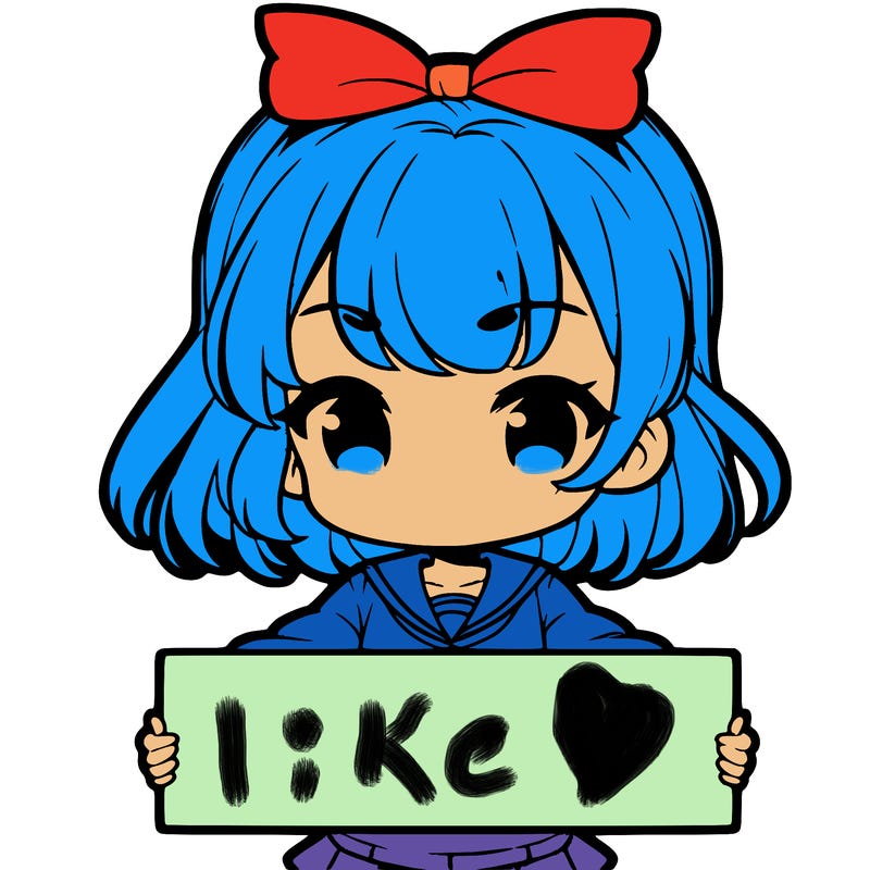 cute anime girl holding a sign