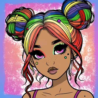realistic girl with space buns
