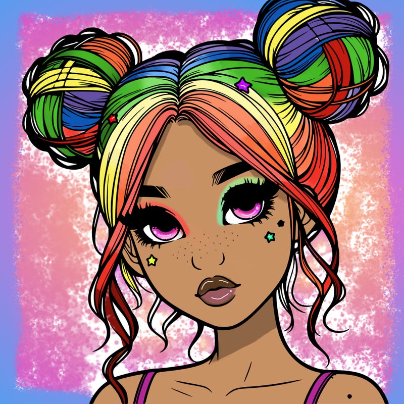 realistic girl with space buns
