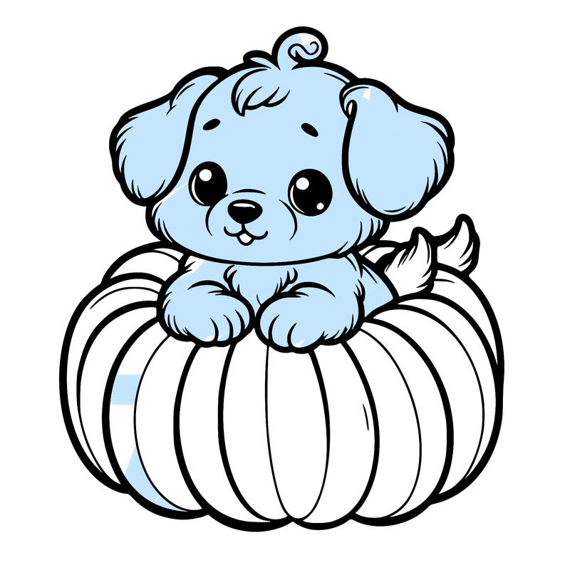 cute little puppy in a pumpkin