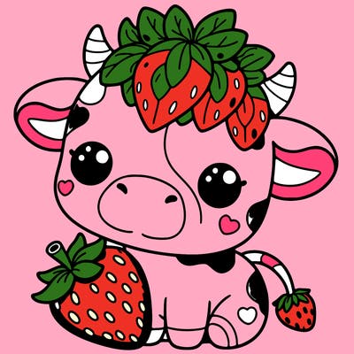 cute strawberry cow