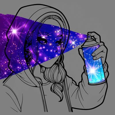 a realistic girl, spray painting