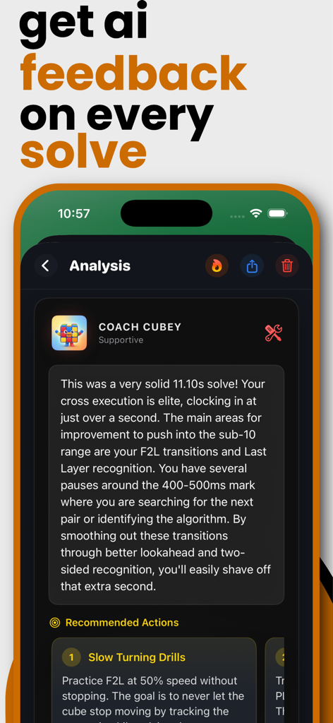 CuberPal: Cube Timer & Coach - AI feedback from Coach Cubey on a Rubiks cube solve time and technique