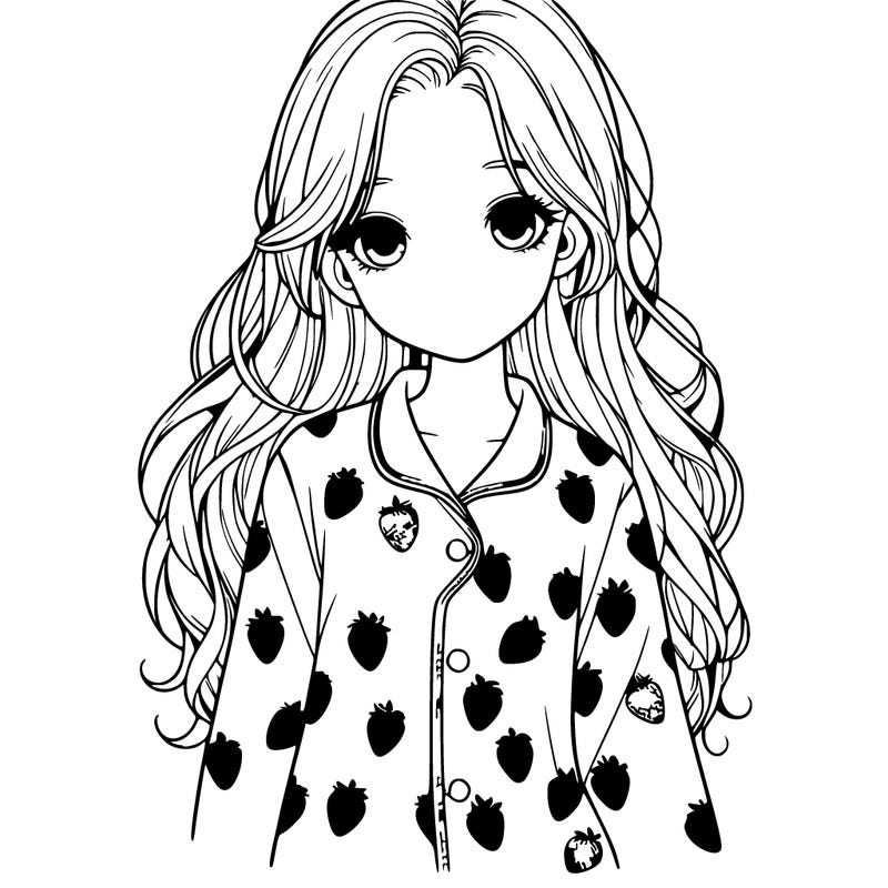 realistic girl in strawberry pajamas