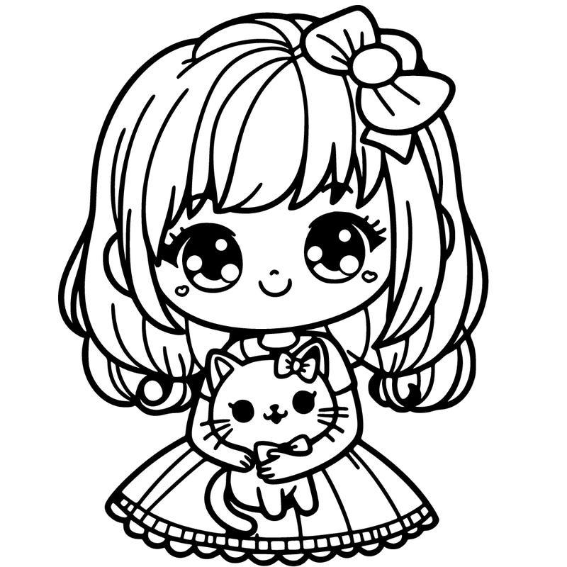 cute girl holding kitty