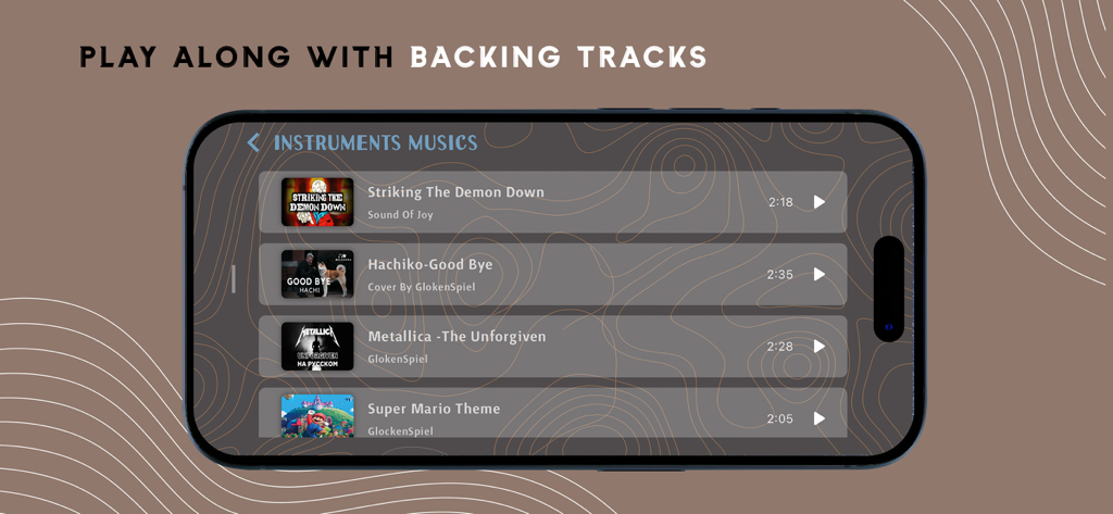 Glockenspiel - Real Sounds - グロッケンシュピールモバイルアプリで一緒に演奏するバッキングトラックのリスト。