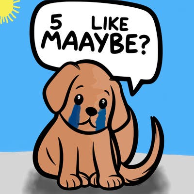 a puppy that says 5 like maybe