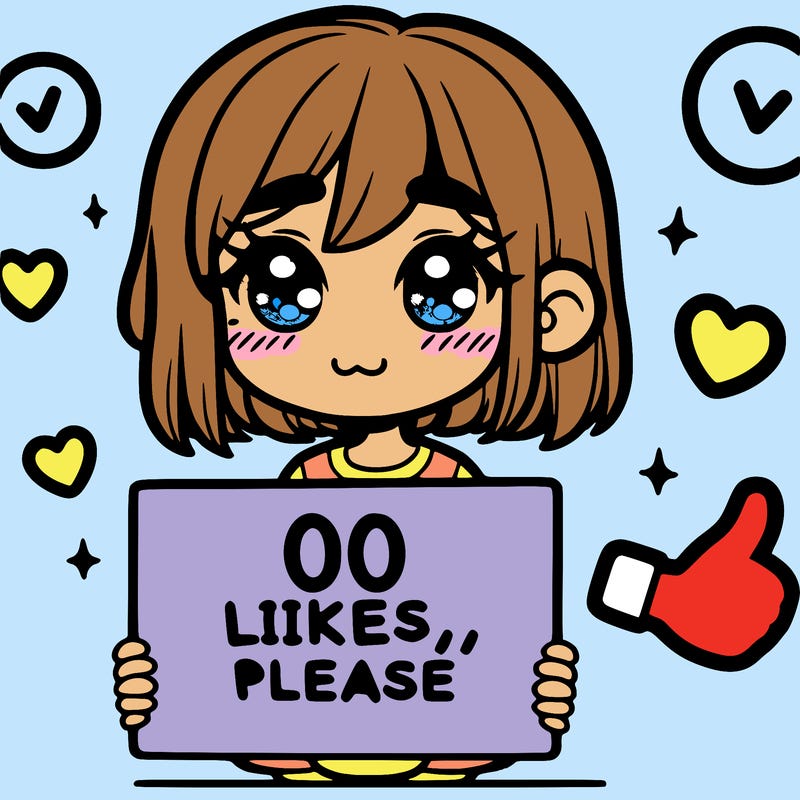 a girl with a sign saying 100 likes, please