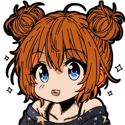 a manga girl with messy small buns