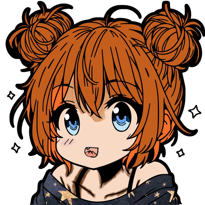 a manga girl with messy small buns