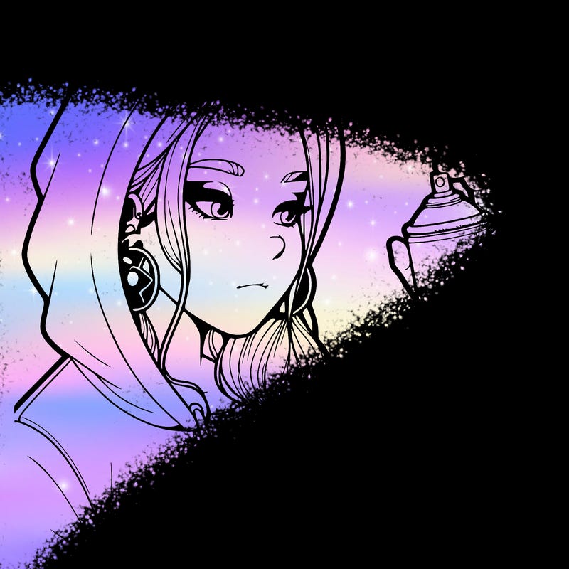 a realistic girl, spray painting