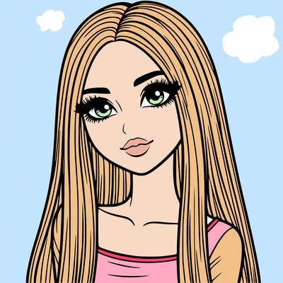 realistic girl with straight and long hair