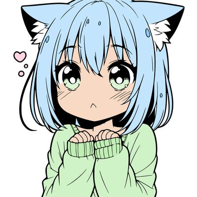 shy anime catgirl