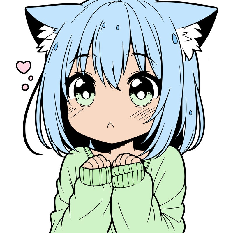 shy anime catgirl