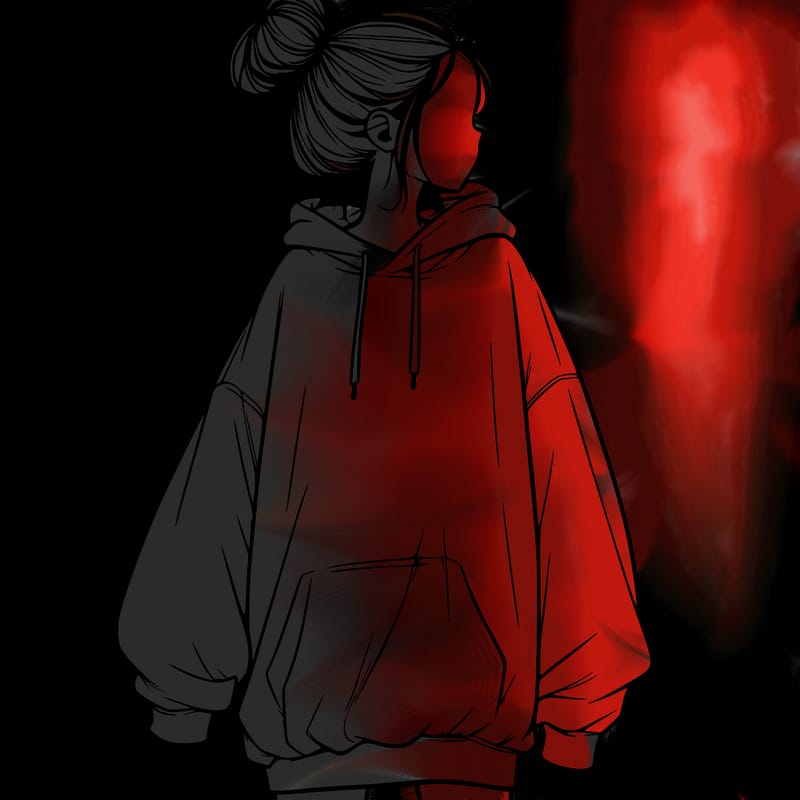 realistic girl with a oversized sweatshirt on and a bun
