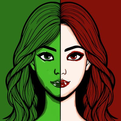 realistic girl, split