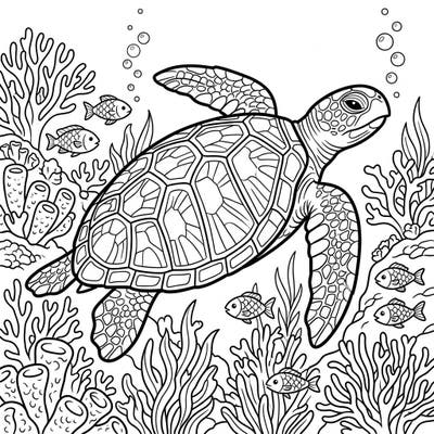 Explore the wonders of the deep blue sea with this engaging Green Sea Turtle coloring page designed especially for kids. Featuring a magnificent sea turtle gracefully navigating a vibrant coral reef, it offers endless creative possibilities.