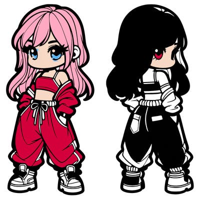 girl in crop top and baggy pants