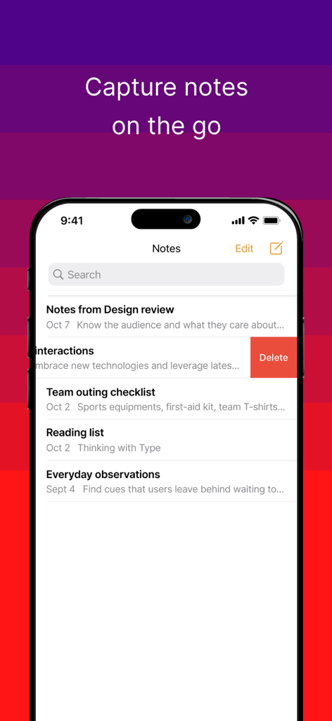 Ivanti Email+ - A smartphone screen displaying the Ivanti Email plus notes interface with a list of work and personal notes.