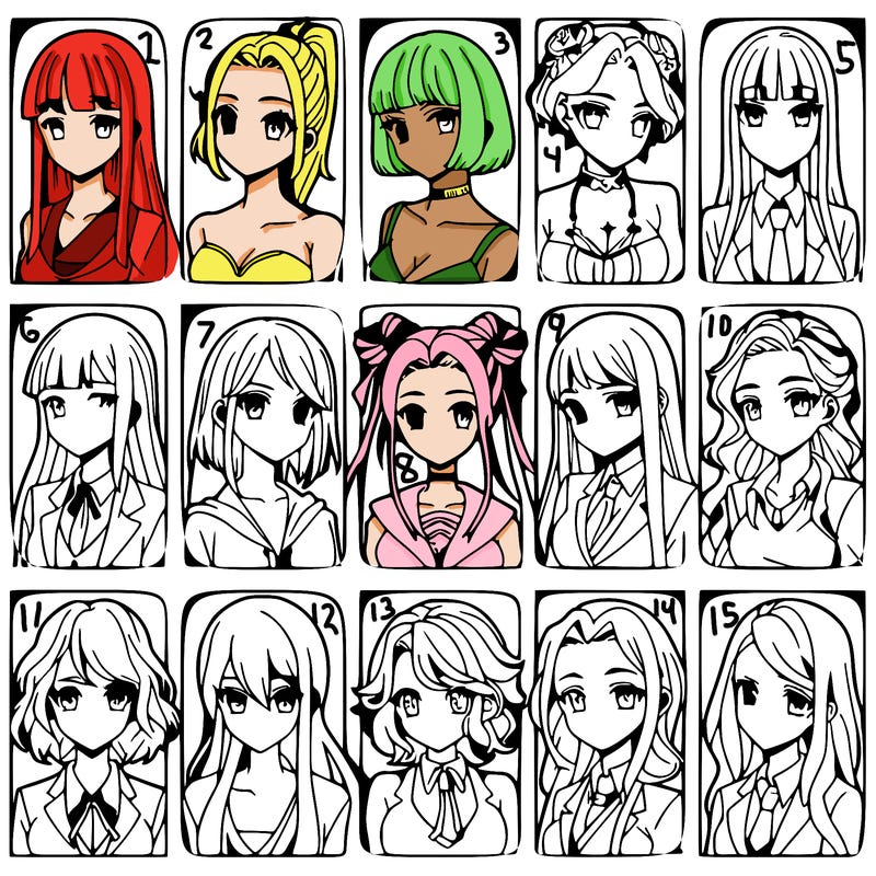 girls that look diffrent anime