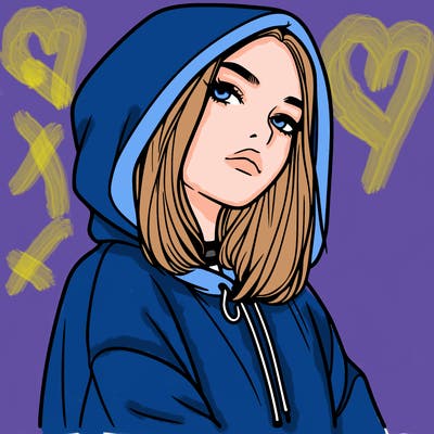 a realistic girl in a hoodie