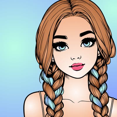 realistic girl with braids