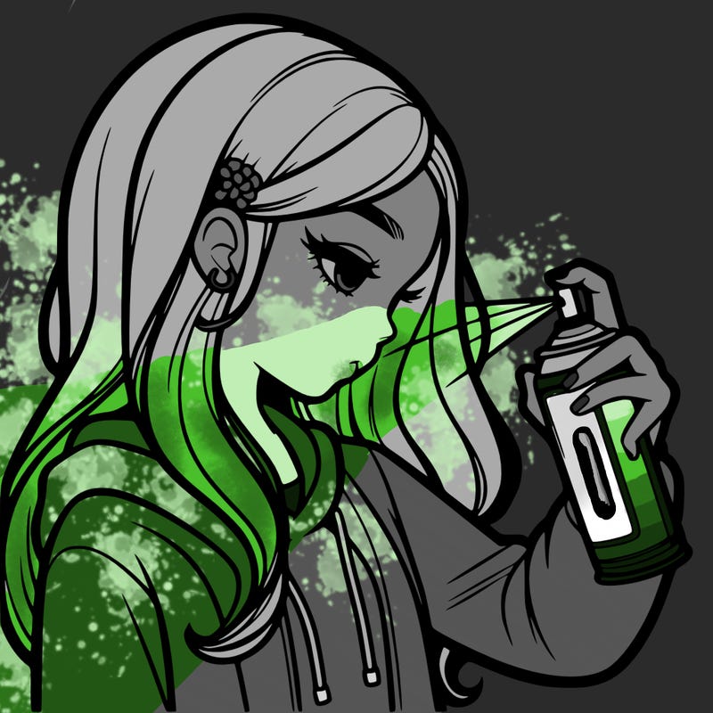 a realistic girl spray painting