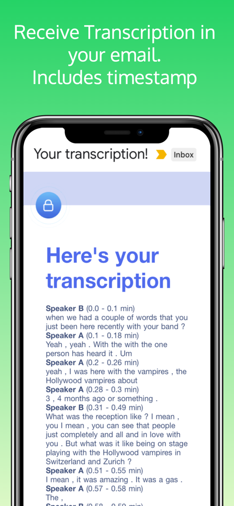 Audio Message to text convert - E-mail de transcrição de áudio com timestamps e identificação de falantes