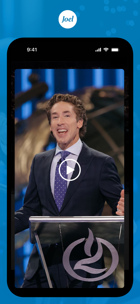 Joel Osteen Ministries - Joel Osteen delivering a sermon on the mobile app video player