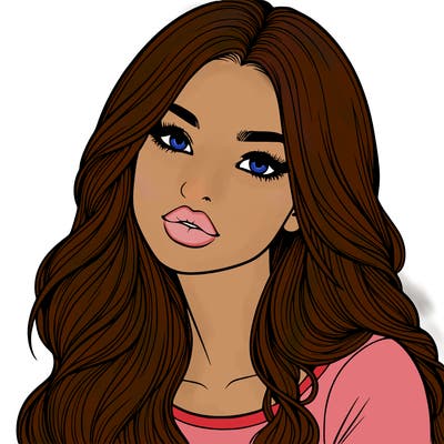 realistic girl with hair on her hair and lips