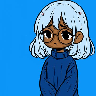 sad girl with glasses in a sweater